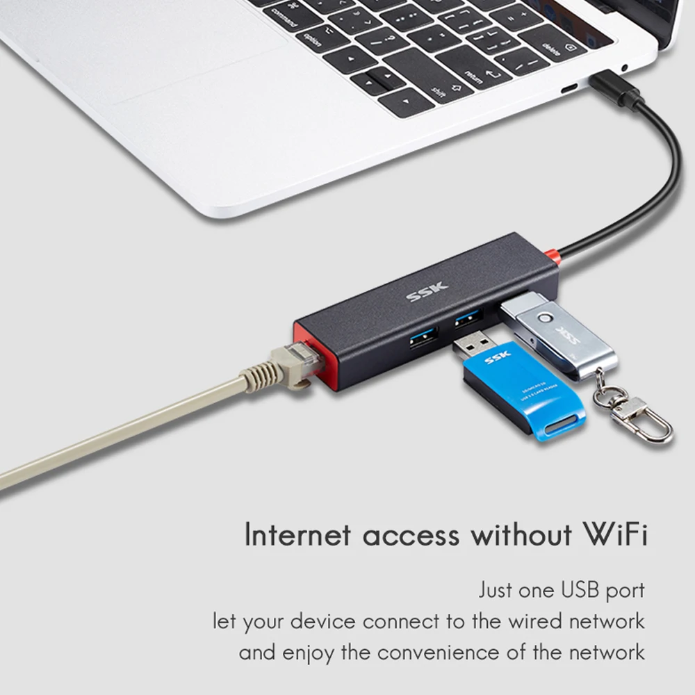 USB C концентратор SSK Type для расширенного 3 портового 0 адаптера док станции с портом