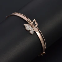 rose golden butterfly luxury femme bracelet simple double layer stainless steel jewelry necklace gift for women 2021 trend