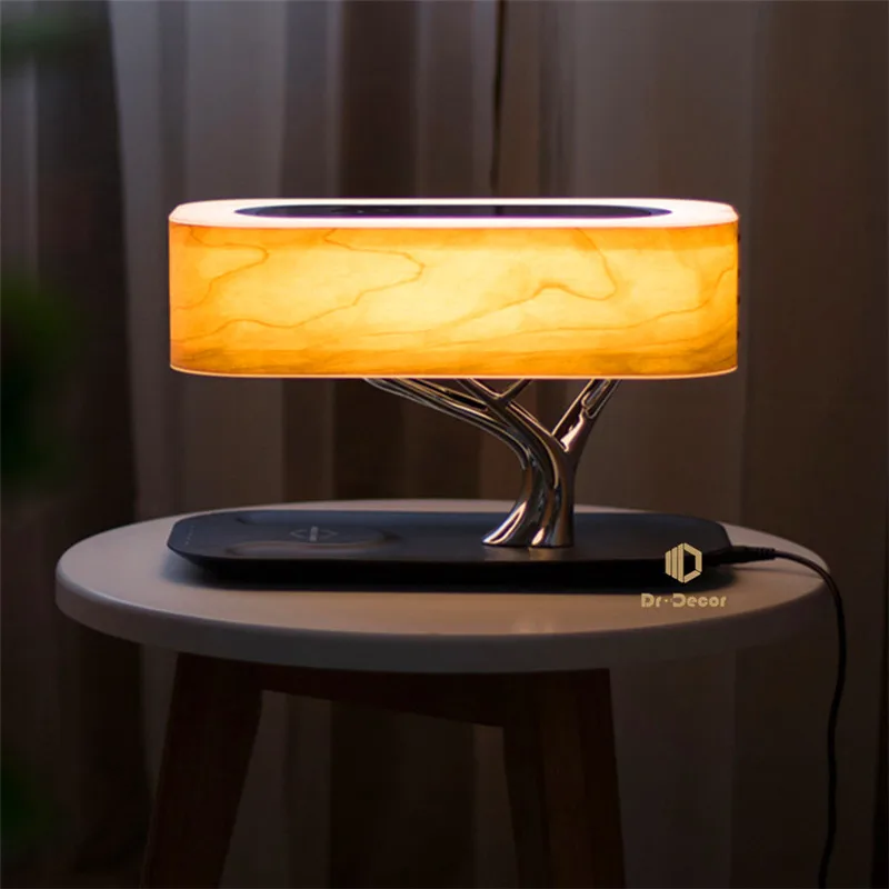 

Nordic Touch Smart Table Lamp Speaker Bedroom for Office Living Room Stepless Dimming Desk Lamp with Sleep Mode Phone Charging