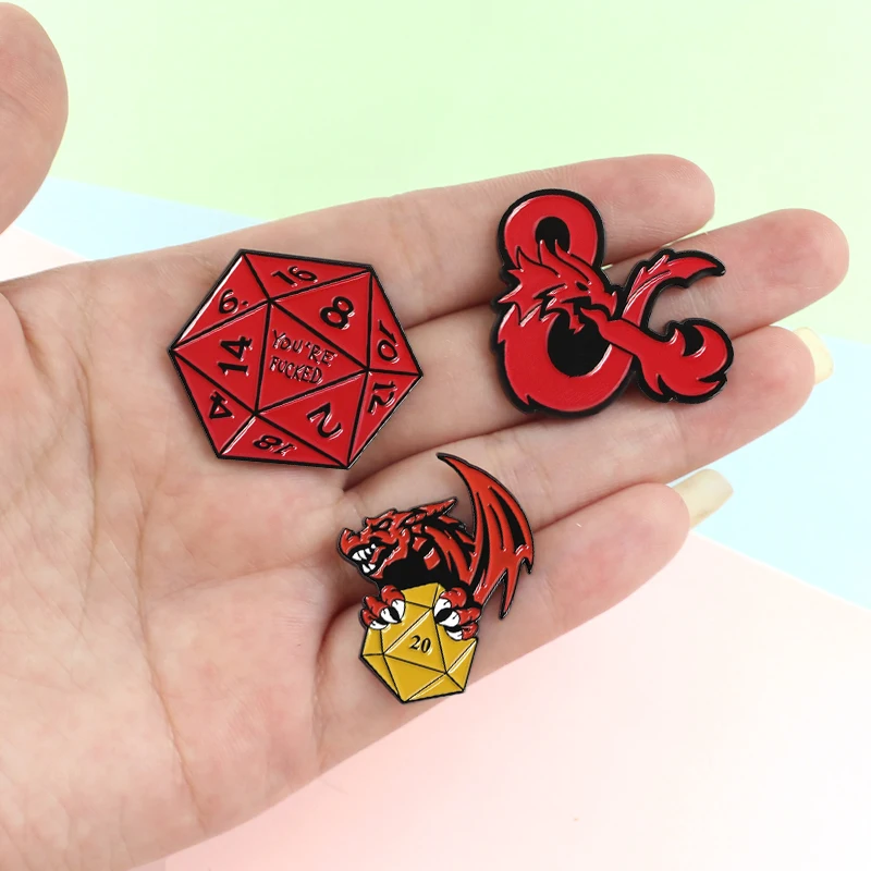 Dungeons and Dragons Enamel pin D20 DnD 20 sided dice Game Brooch Lapel Pins Badges Jewelry Gift for lovers | Украшения и