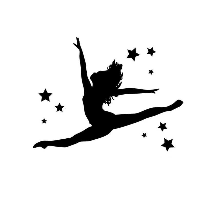 

14cm * 11cm Fashion Gymnast and Stars Creative Silhouette Auto Sticker Pvc High Quality Car Exquisite Decoration Decals