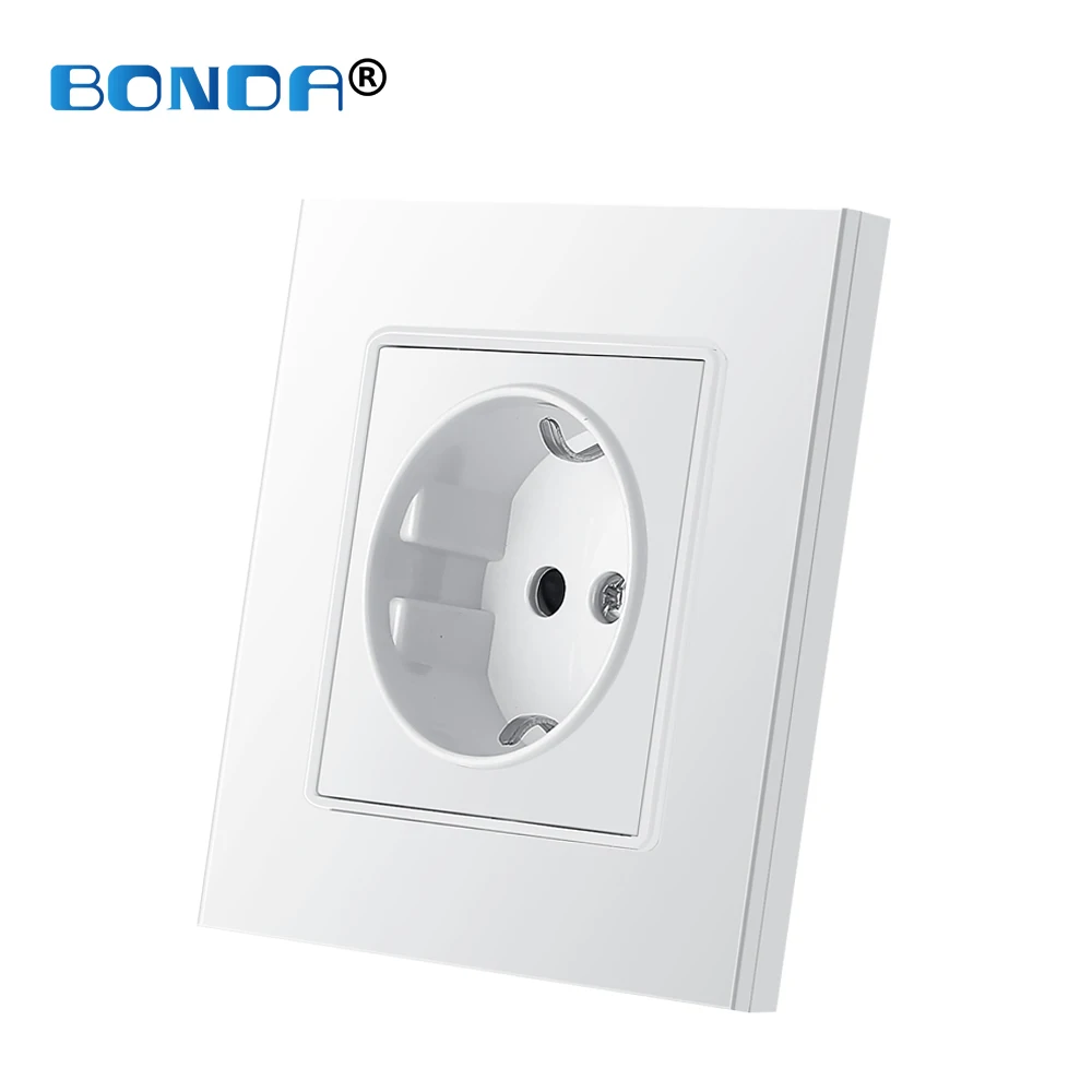 

BONDA Wall Power Socket Eu16A Tempered Glass Panel EU Standard Baby Kids Child Safety Protection Electrical Outlet 86mm * 86mm