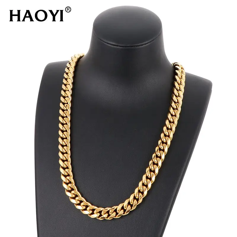 

12mm Classic Curb Stainless Steel Chain Necklaces for Women Men Hip Hop Necklace on The Neck Fashion Jewelry Accessories Friends