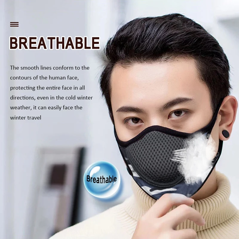 Спортивная маска для лица против смога с фильтром активированным углем