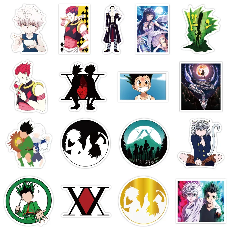 

100PCS Full Time Hunter Anime Stickers 2-3.2in PVC Waterproof Reusable Luggage Notebook Skateboard Mobile Phone Water Cup