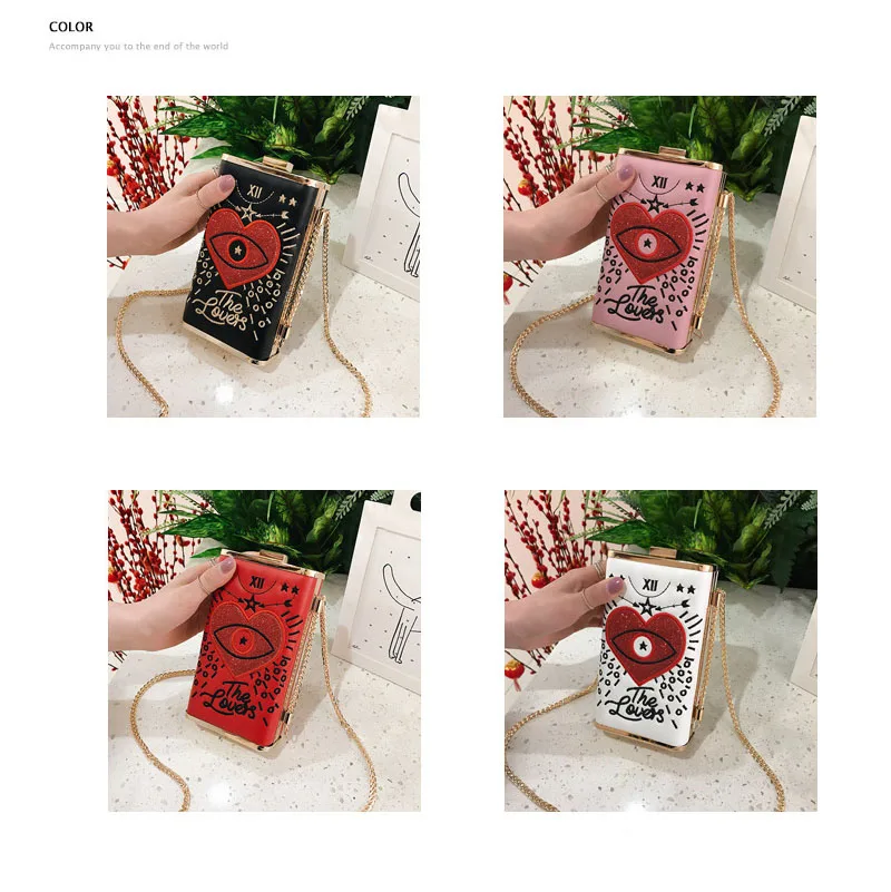 

Women Luxury Handbag Embroidered Eyes Love Chain Messenger Bags Evening Bag Lady Party Purse Cocktail Banquet Bag Day Clutches