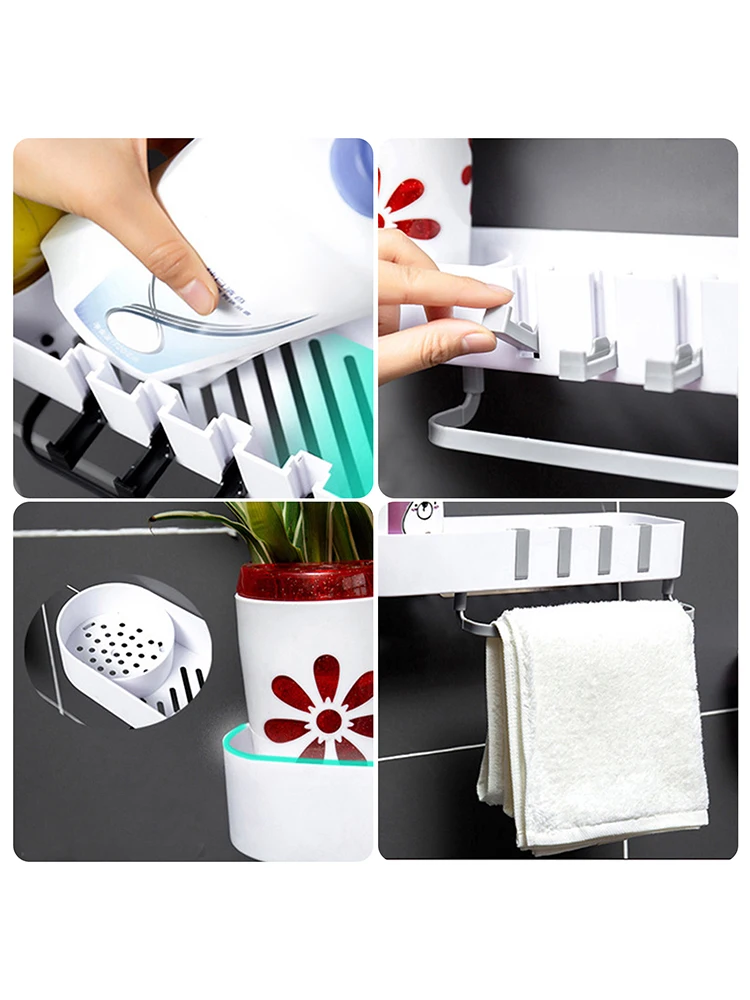 Полка для хранения в ванную комнату полка с вырезами на стену и крючками