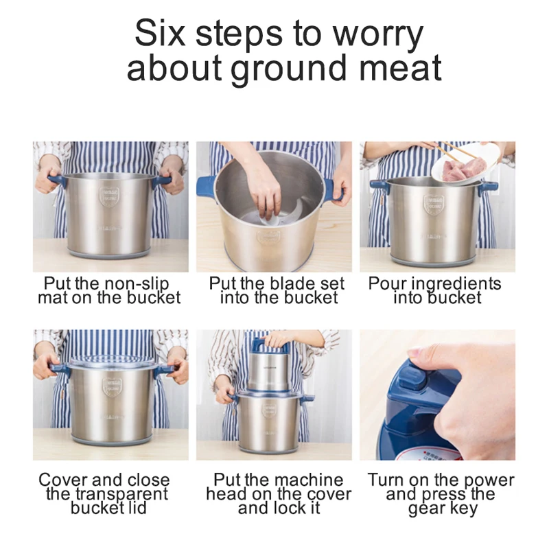 Мясорубка электрическая бытовая 8L из нержавеющей стали автоматическая