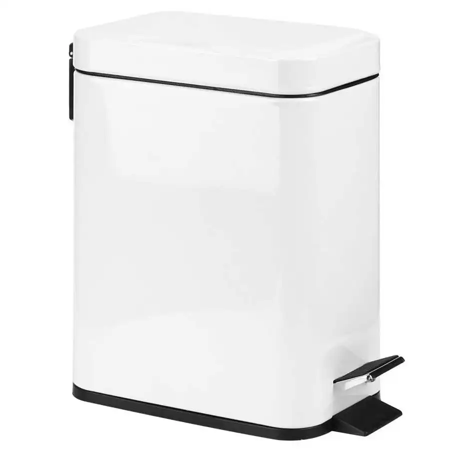

Stainless Steel Garbage Can White 5L Waste Bins Mute Pedal Rubbish Garbage Bin Trash Can For Kitchen Bathroom