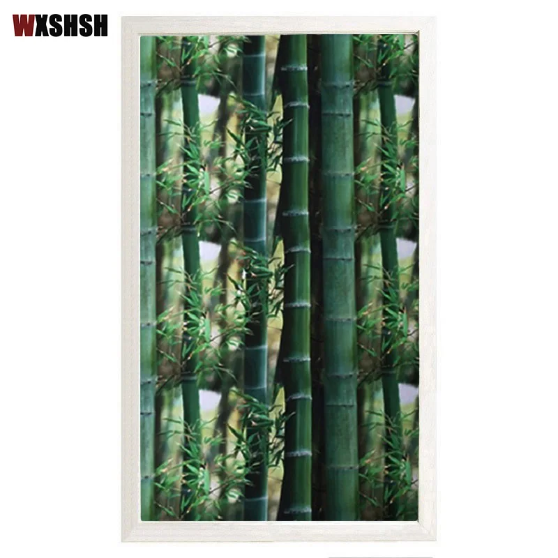 Зеленая бамбуковая стеклянная наклейка статическая липкая термоизоляция защита