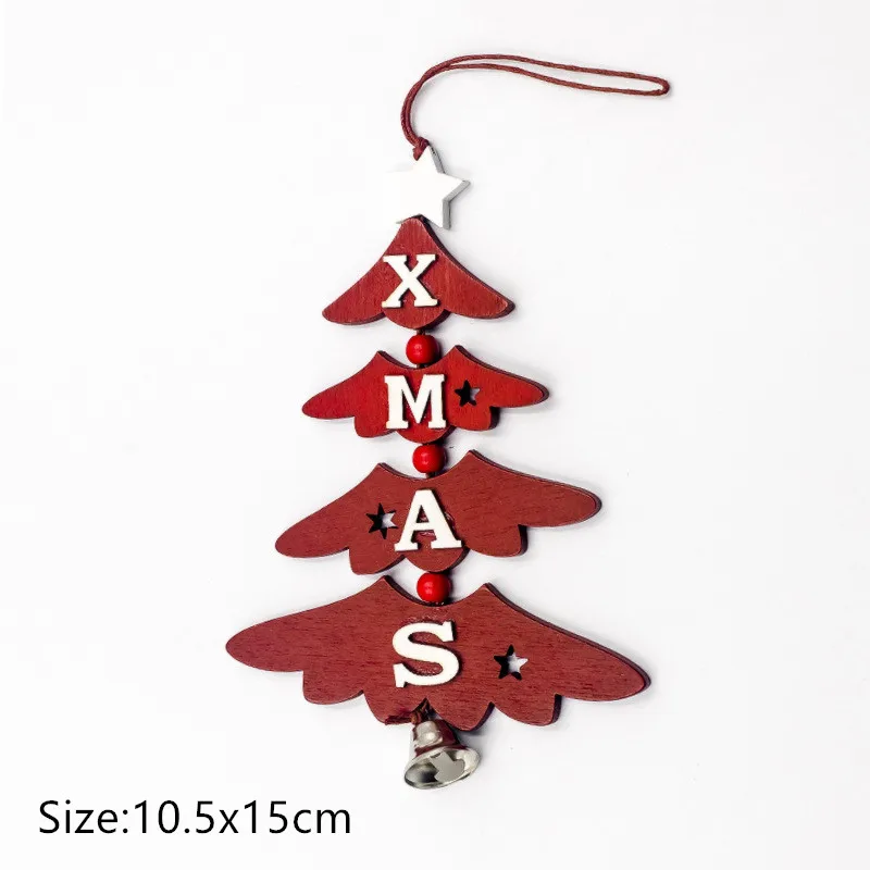 1pc-14-tree red С Рождеством Noel деревянная подвеска рождественские украшения для елки для дома Navidad Natal новогодние украшения - Цвет: 1pc-14-tree red