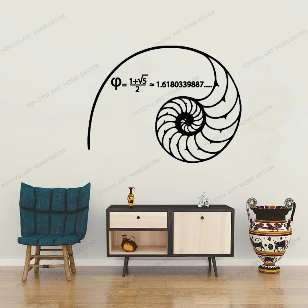 

Science-Mathematics Fibonacci Spiral Golden Ratio 1.618... Math Wall Decals Stickers Vinyl Art Bedroom Classroom Wall DecorCX779