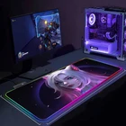 RGB коврик для мыши для геймеров, компьютерная клавиатура, Настольный коврик со светодиодный Ной подсветильник кой и подсветильник кой, коврик для мыши для сексуальной девушки, KDA, LOL, League Of Legends