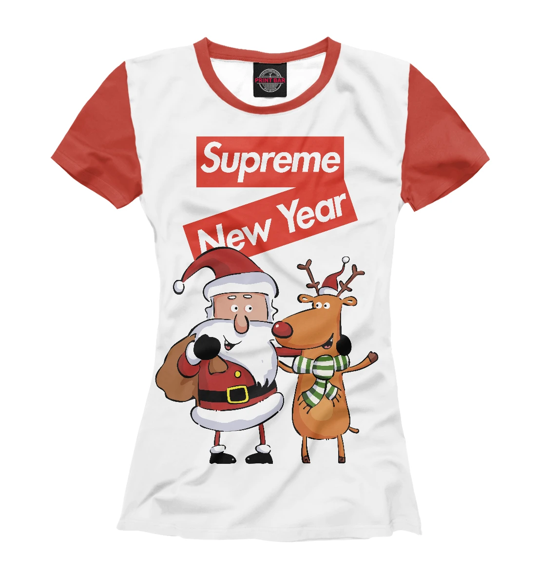 Футболка женская Supreme New Year! (Дед Мороз и Снегурочка)|Футболки| |