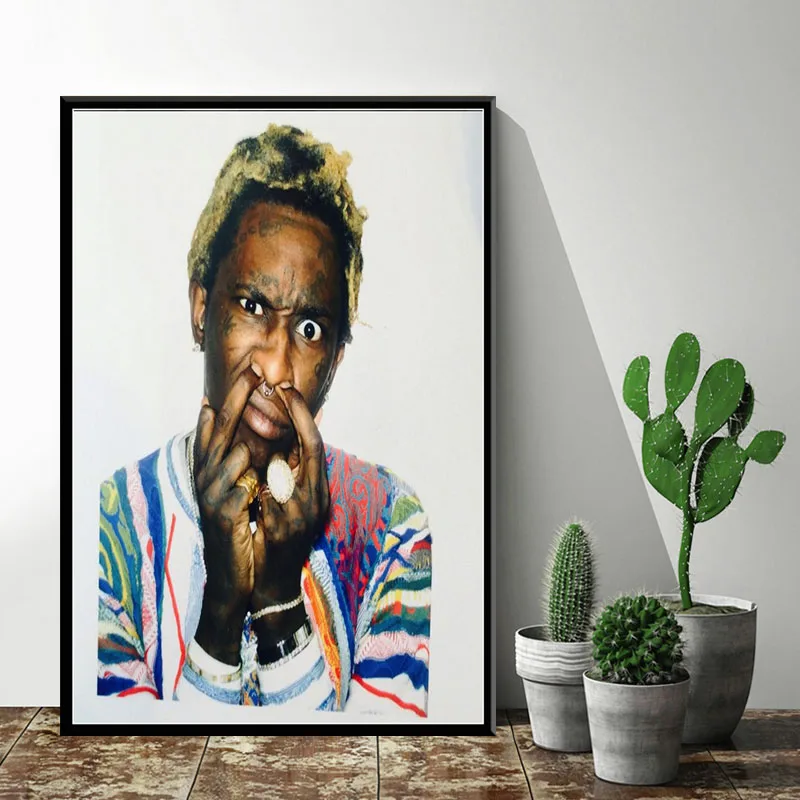 Young Thug Hot Music Album Jeffery Rap Hip Hop Star Art Painting Silk Canvas Poster Wall Home Decor картины plakat | Дом и сад