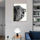 Черно-белая картина с Львом, животное, печать на холсте, животные с принтом льва, картины для гостиной, спальни, кухни, украшение детской комнаты