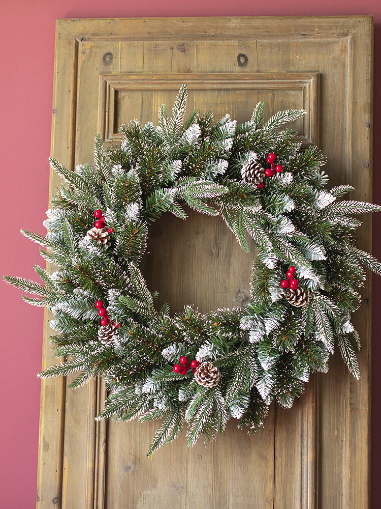 

Christmas 50/60cm Christmas wreath horn rattan door decoration ornament encryption door hanging wall hanging Christmas ornament