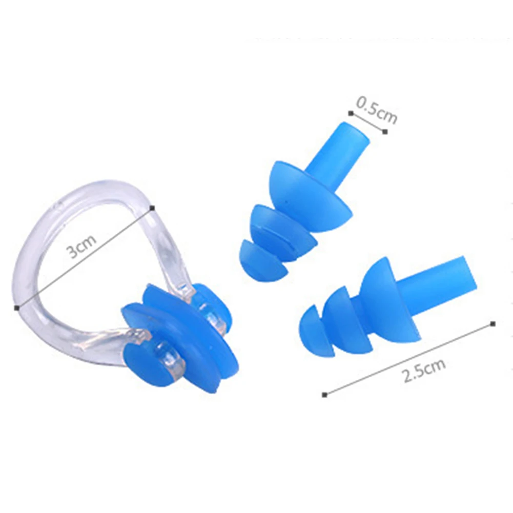 

Silicone Swimming Swim Diving Nose Clip + Ear Plug Earplug Protector Set w/Case