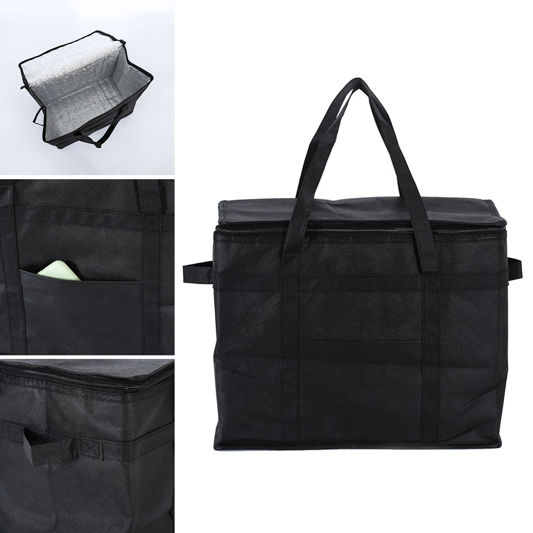 

Portable Insulated Reusable Grocery Bag Thermal Cooler Food Picnic Bag Tote Food Delivery Bags Foldable For Picnics Takeout Etc.