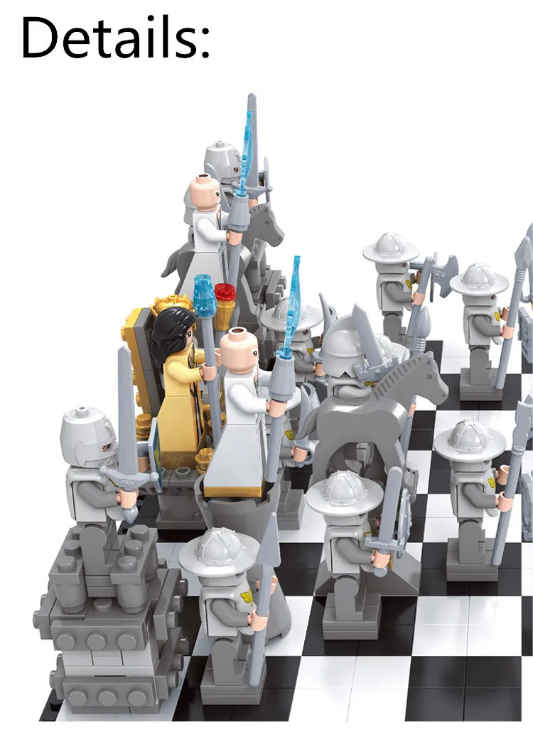 

ausini 27907 1142PCS Castle Series international chess Model Building Blocks Sets minis Kids Bricks Toys Bringuedos DIY ing