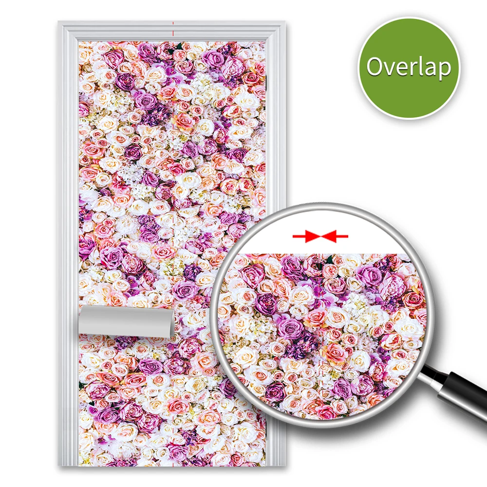 Наклейка на дверь и холодильник милые розовые розы наклейка украшение для