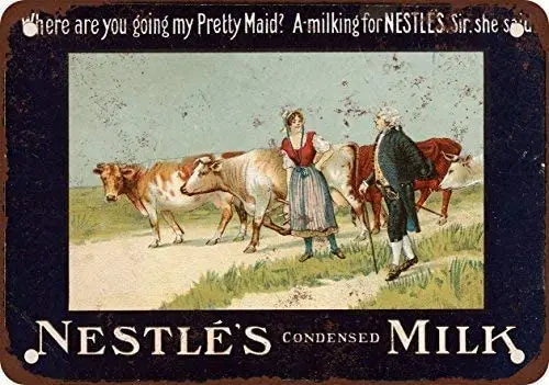 

Tin Sign 1891 Nestle's Condensed Milk Vintage Look Reproduction Metal Tin Sign 8X12 Inch Decor Iron Painting