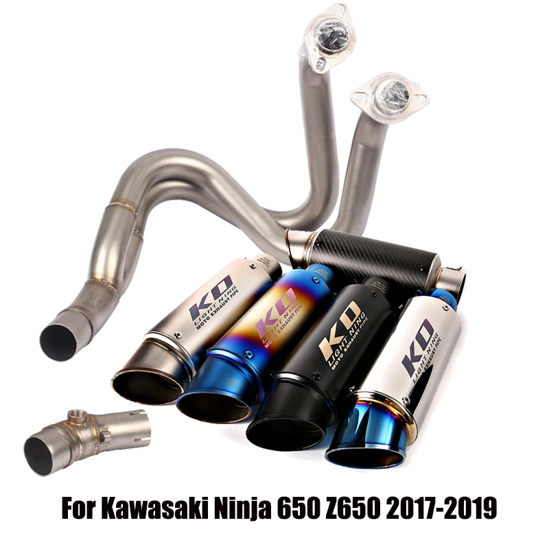 

For Kawasaki Ninja 650 Z650 Versys 650 2017-2019 Exhaust Front Header Pipe Middle Link Tube Escape Muffler Tips 51mm Slip On