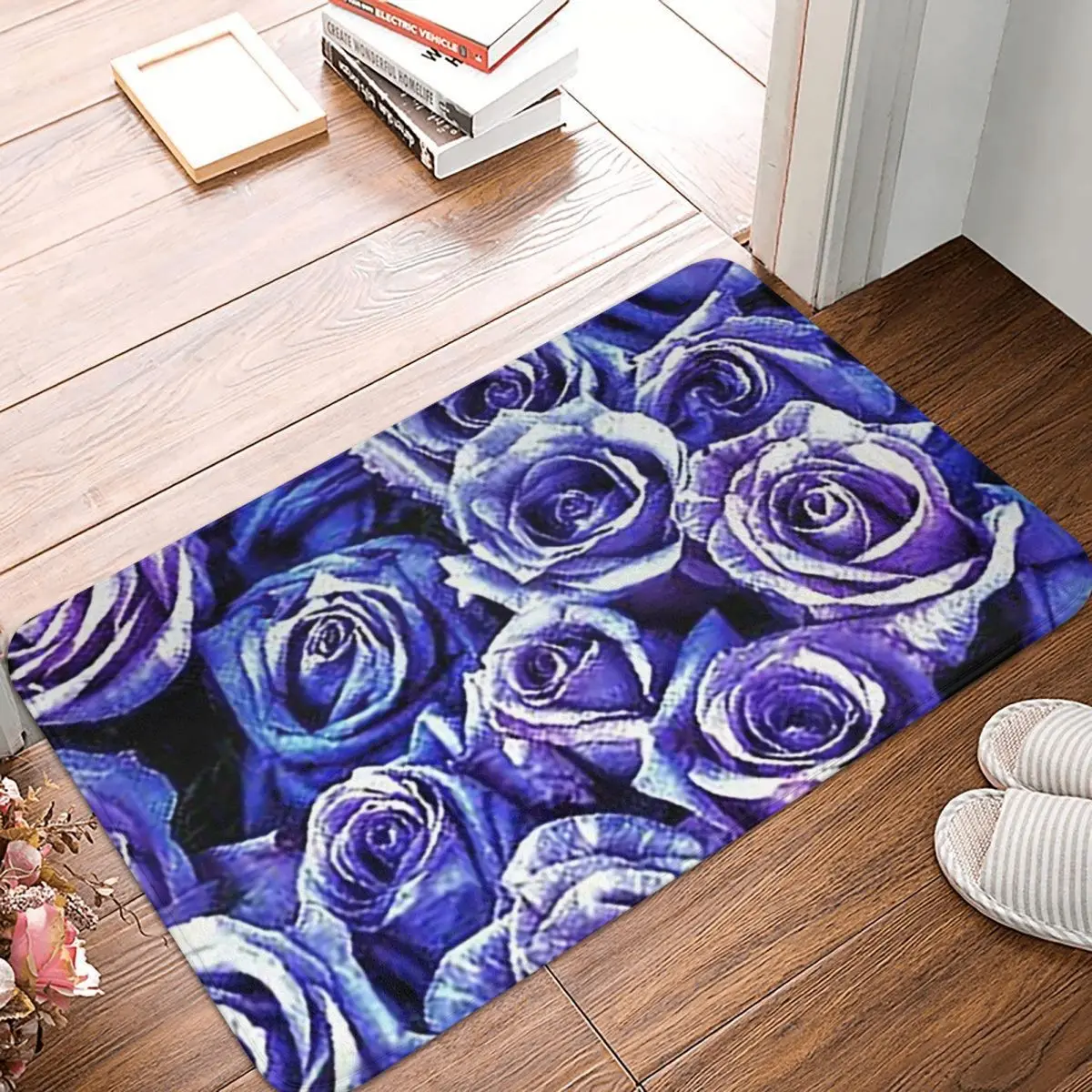 

Mansun Purple Roses Strip Doormat Carpet Mat Rug Polyester PVC Anti-slip Floor Decor Bath Bathroom Kitchen Living Room 40*60