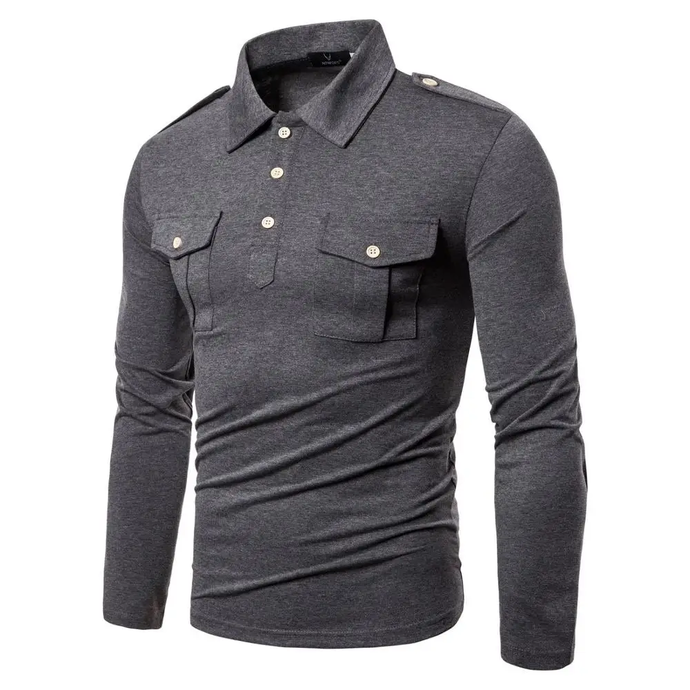 

Gray Man Long Sleeve Solid T-shirt Men's Cotton Casual Tshirts