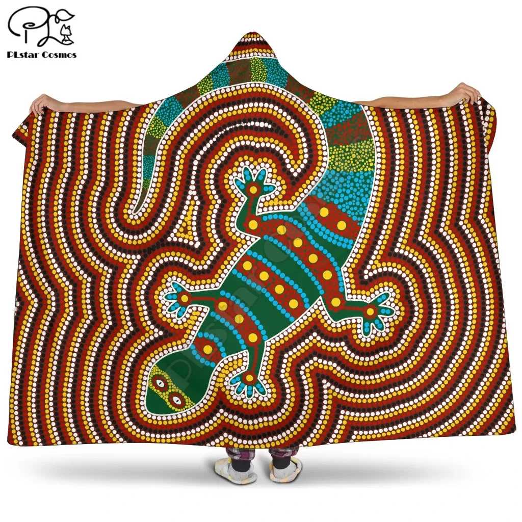 Одеяло с капюшоном рисунком ящерицы цветное Флисовое одеяло для взрослых и детей