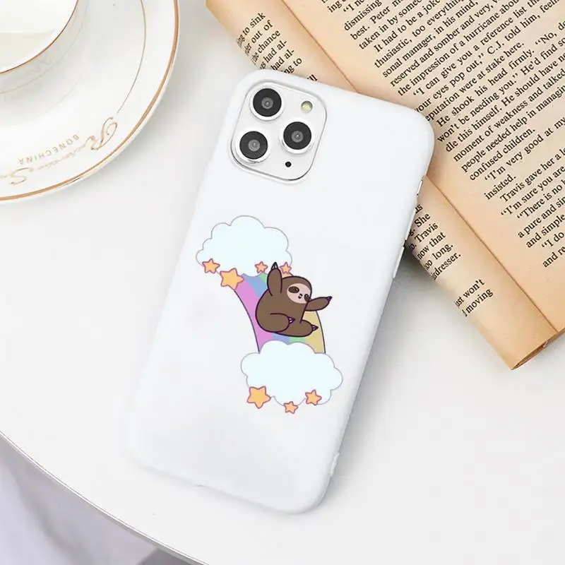 

Sloth cartoon animal cute Phone Case Candy Color for iPhone 6 7 8 11 12 s mini pro X XS XR MAX Plus