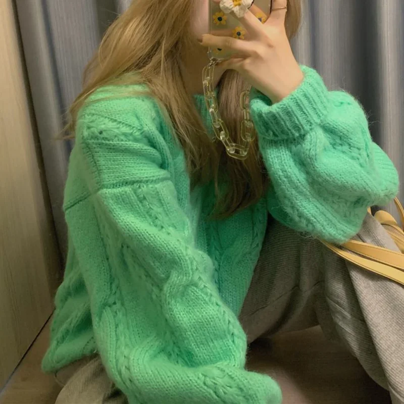 

Pullovers Women Warm Comfortable Thicker Sweaters Womens Chic Retro Casual All-match Vintage Jumpers Ladies Ins Knitwear Fashion