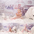 Рождественский фон для фотосъемки с изображением сон замок, карета снежное розовый фон портрета детей вечерние декоративный реквизит для студии