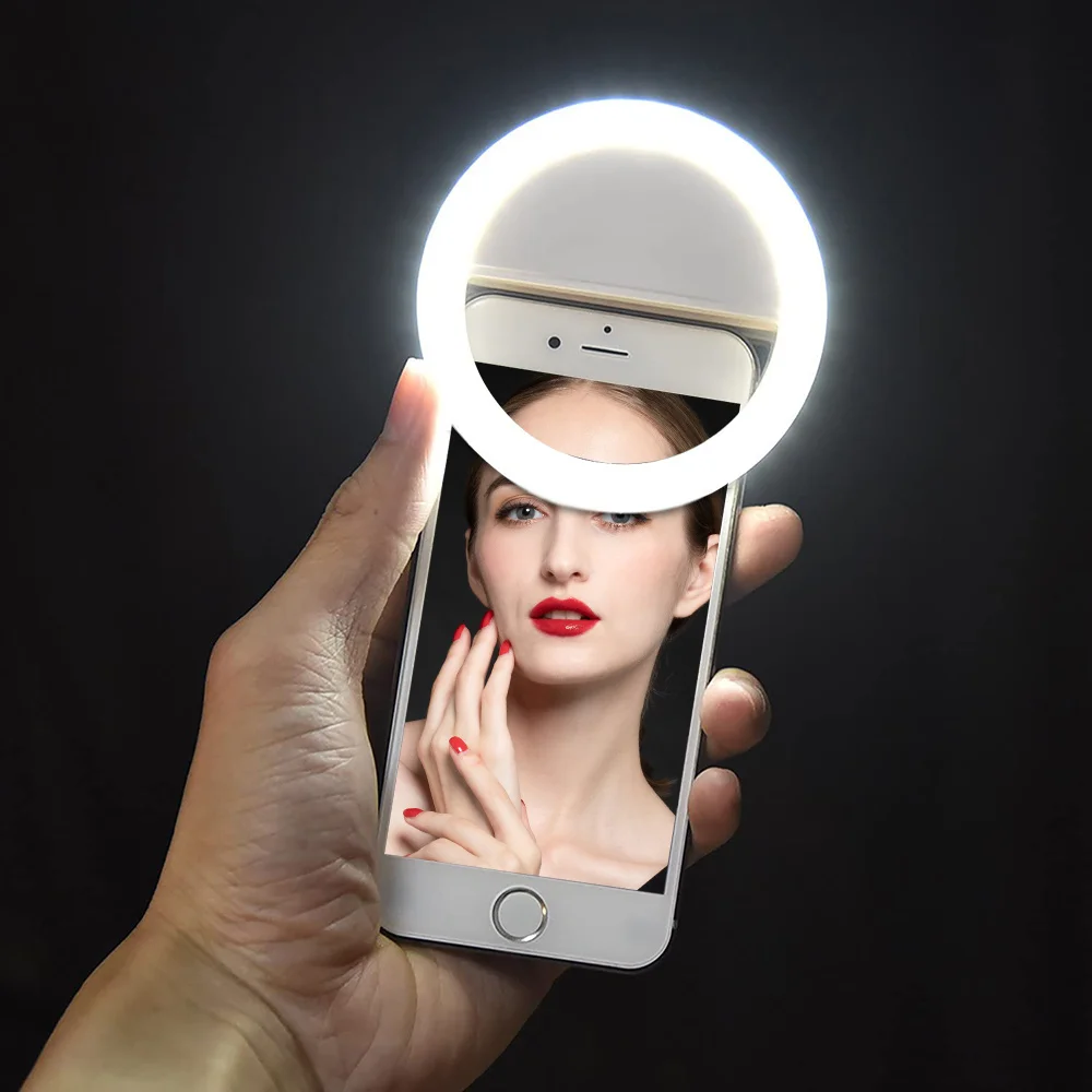 Кольцевая Светодиодная лампа для селфи с USB зарядкой и 360 градусной