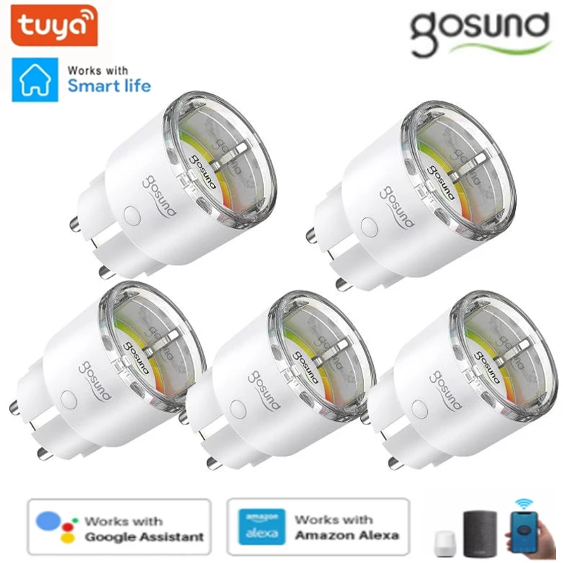 Gosund Tuya WiFi смарт разъем ЕС 15A 220V адаптер переменного тока Беспроводной пульт