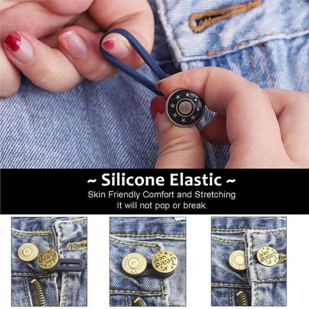 

Metal Retractable Buckle Buttons for Clothing Jeans Adjustable Waistline Increase Waist Fastener Extended Button