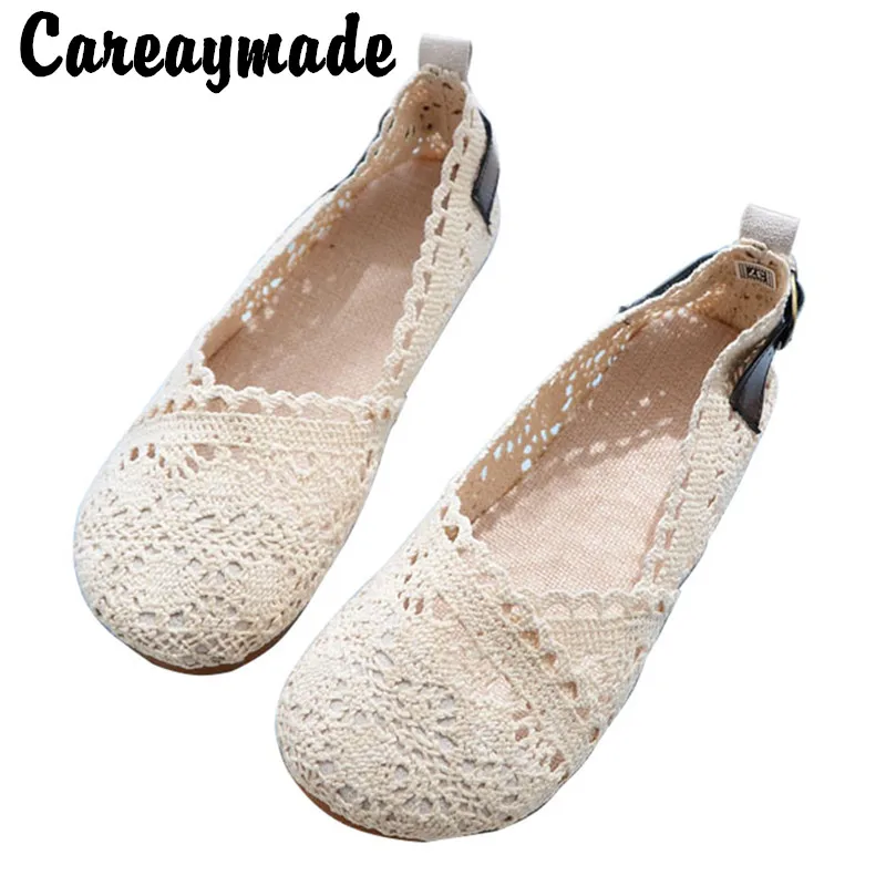 Careaymade-Summer literature art model women's shoes small fresh fill sandals mesh breathable belt buckle leisure student shoes