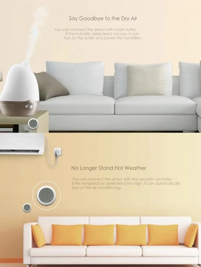 

ZigBee Wifi LED Display Temperature Humidity Sensor Detector Smart For Alexa Google Home Inteligente Tuya Ewelink Smart Home