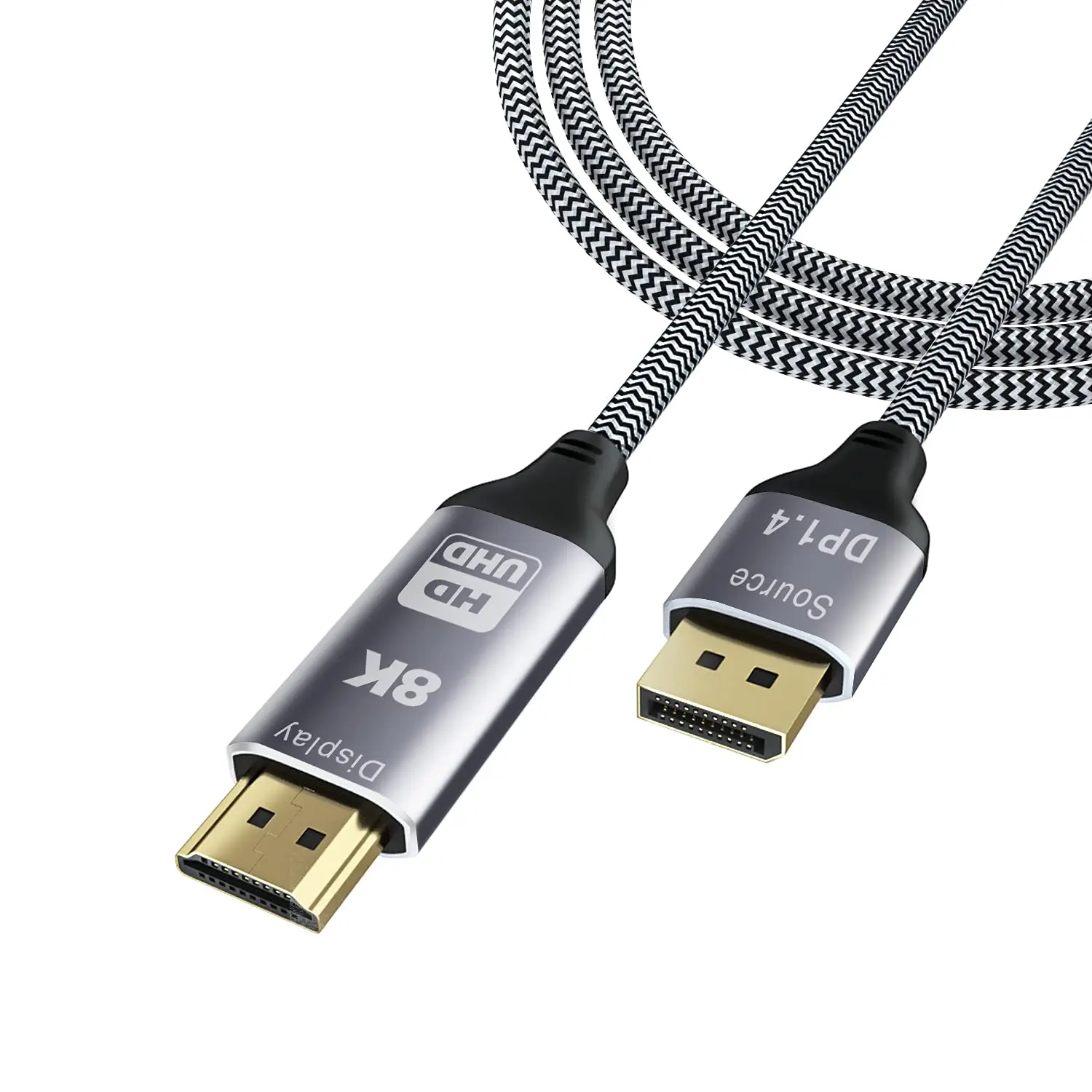 CableDeconn DisplayPort 1.4 to HDMI 2.1 8K Cable Converter 8K@30Hz 4K@120Hz Directional 1.8M