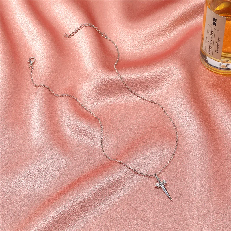 Модное винтажное ожерелье с кулоном в виде меча для женщин и мужчин Ретро хип-хоп