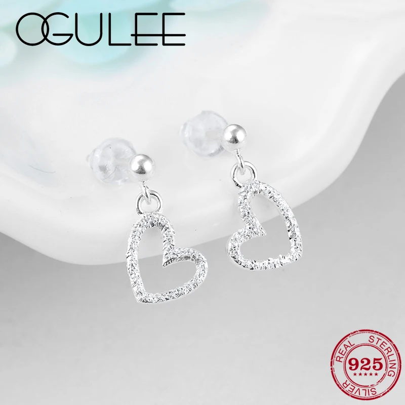 Подлинное серебро высшей пробы 925 Женские Висячие серьги прозрачный Циркон полые