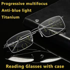 Прогрессивные многофокальные очки для чтения CLLOIO, мужские пресбиопические очки из титанового сплава с блокировкой сисветильник для мужчин и женщин, бифокальные очки