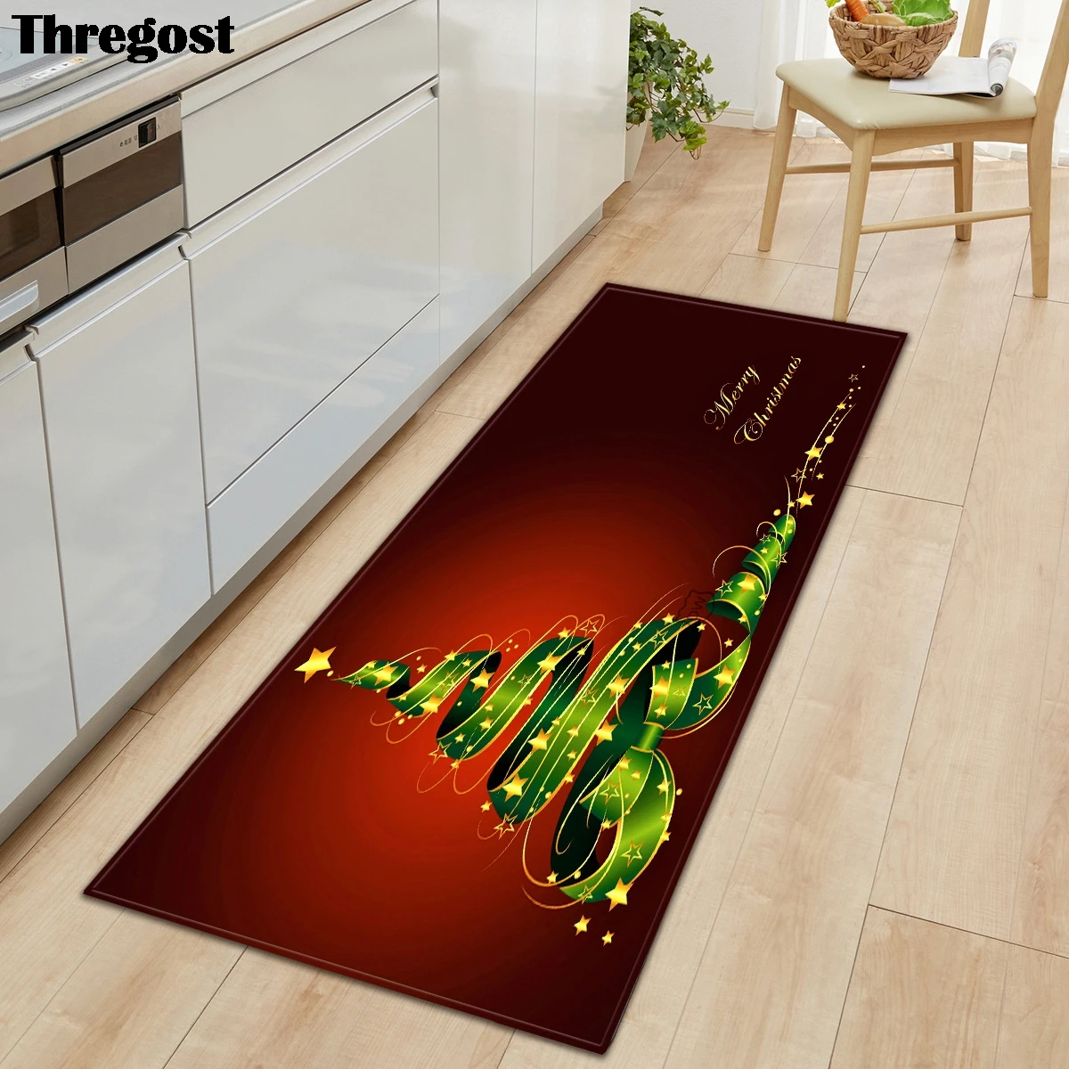 Длинный фланелевый напольный коврик из микрофибры Thregost с рождественским