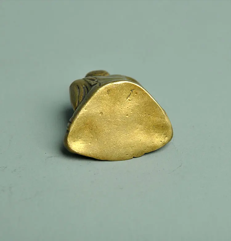 Портативная винтажная латунная статуя будды карманная сидячая скульптура для