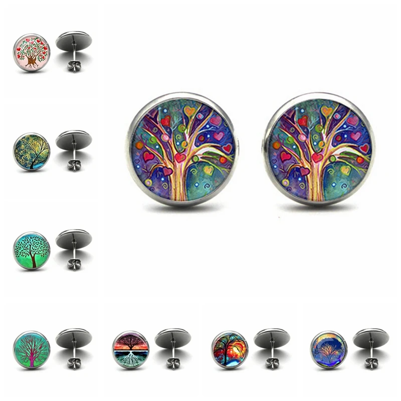 Женские серьги гвоздики с изображением дерева жизни|Серьги-гвоздики| |