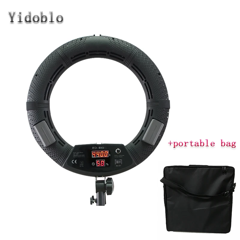

Yidoblo FD-480II Black Bi-color Photo Studio Ring Light + handbag LED Video Light Lamp Warm Cold adjust Lighting 480LED Lights
