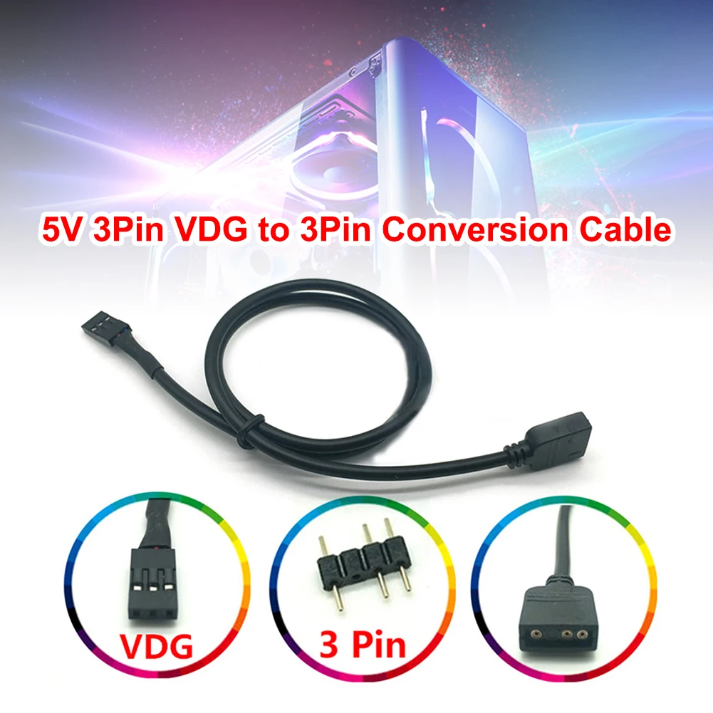

30/50cm Motherboard SYNC Header Adapter Cable for Gigabyte RGB 5V 3 Pin VDG to Normal 3 Pin Conversion Line Connector