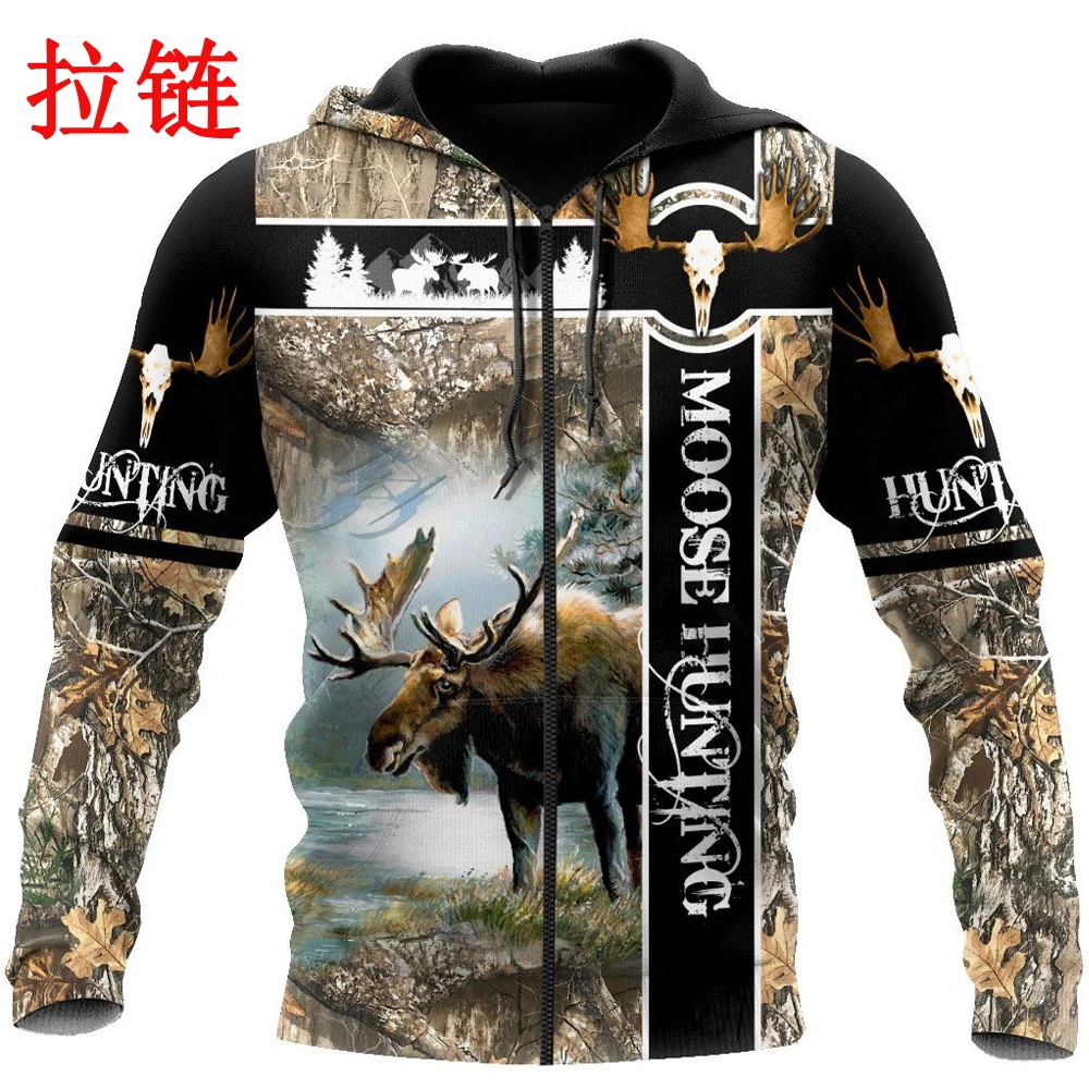 

Moose Hunting Camo 3D All Over Printed Hoodie Men Sweatshirt Unisex Streetwear Zip Pullover Casual Jacket Tracksuits KJ0232