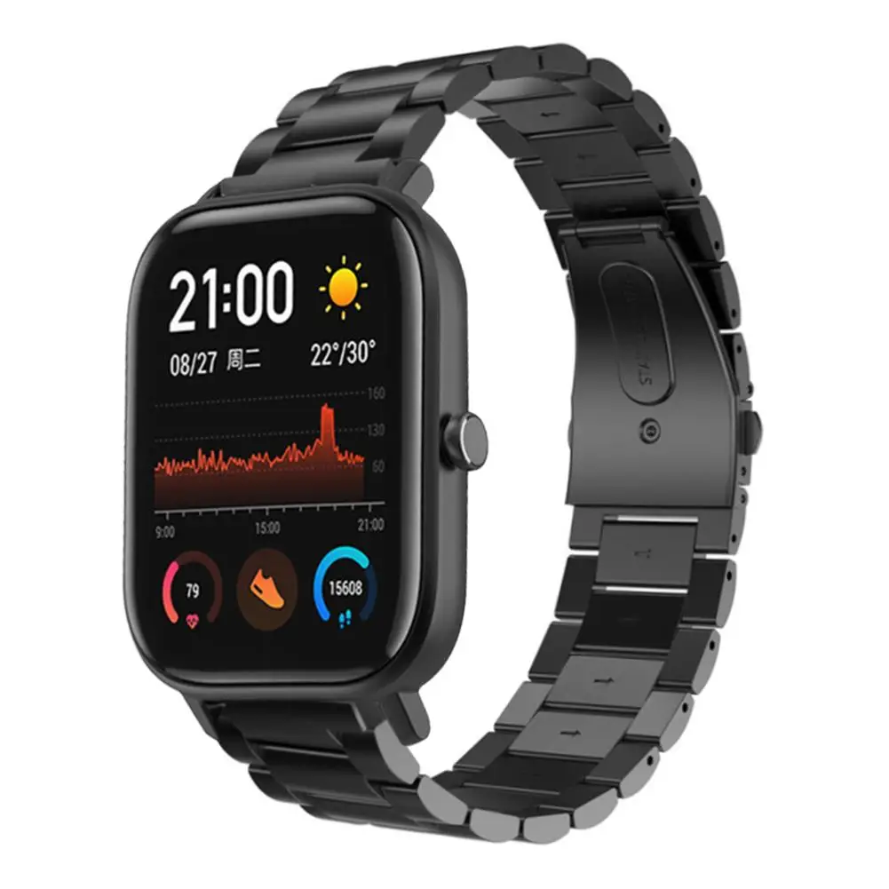 Ремешок из нержавеющей стали для Xiaomi Huami Amazfit GTS металлический браслет GTR 42 мм/Amazfit