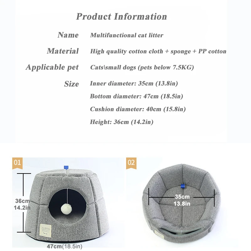 Домашние животные бинго 36 см кошка кровать дышащий Котенок Дом нескользящий